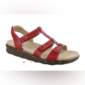 SAS Sorrento T-Strap Sandal, Red, Size 9.5